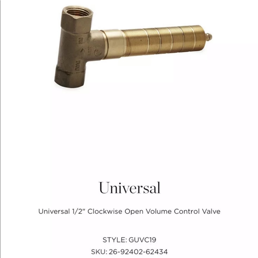 COPY - Waterworks Universal 1/2 Inch Clockwise On Volume Control Valve